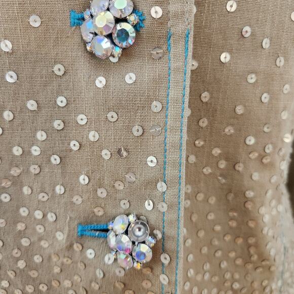 Vtg Y2K Blazer Jacket Size Medium Juniors Fairy Sequin Embellished Career Office - Picture 3 of 13